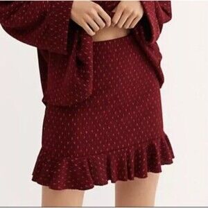 Free People Skirt Only from Set the Mood Red Ribbed Sweater Flecked Size Large